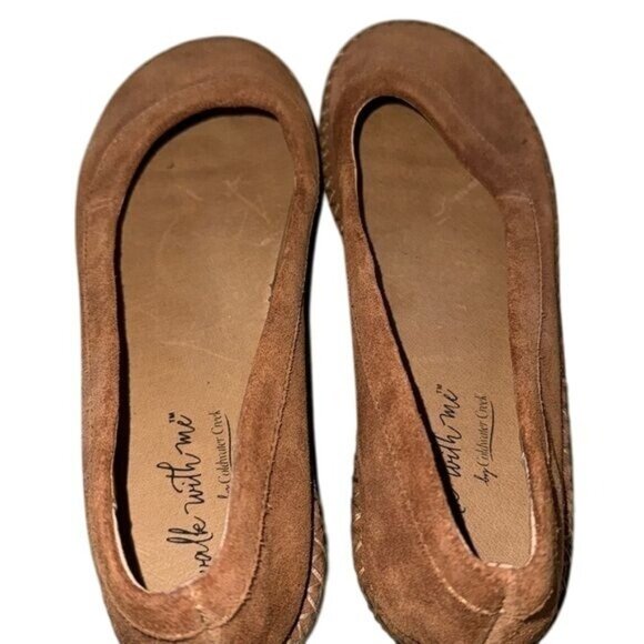 Walk With Me By Coldwater Cook Tan Suede Leather Flats Womens Shoes Size 7 - Picture 2 of 7